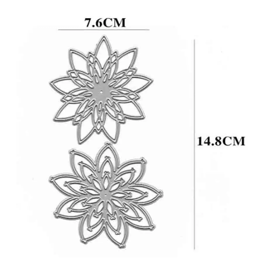 Two flowers 14.8x7.6CM Carbon Steel Template Silver Metal Cutting Dies Cards DIY Scrapbooking Craft Embossing Plate | Дом и сад