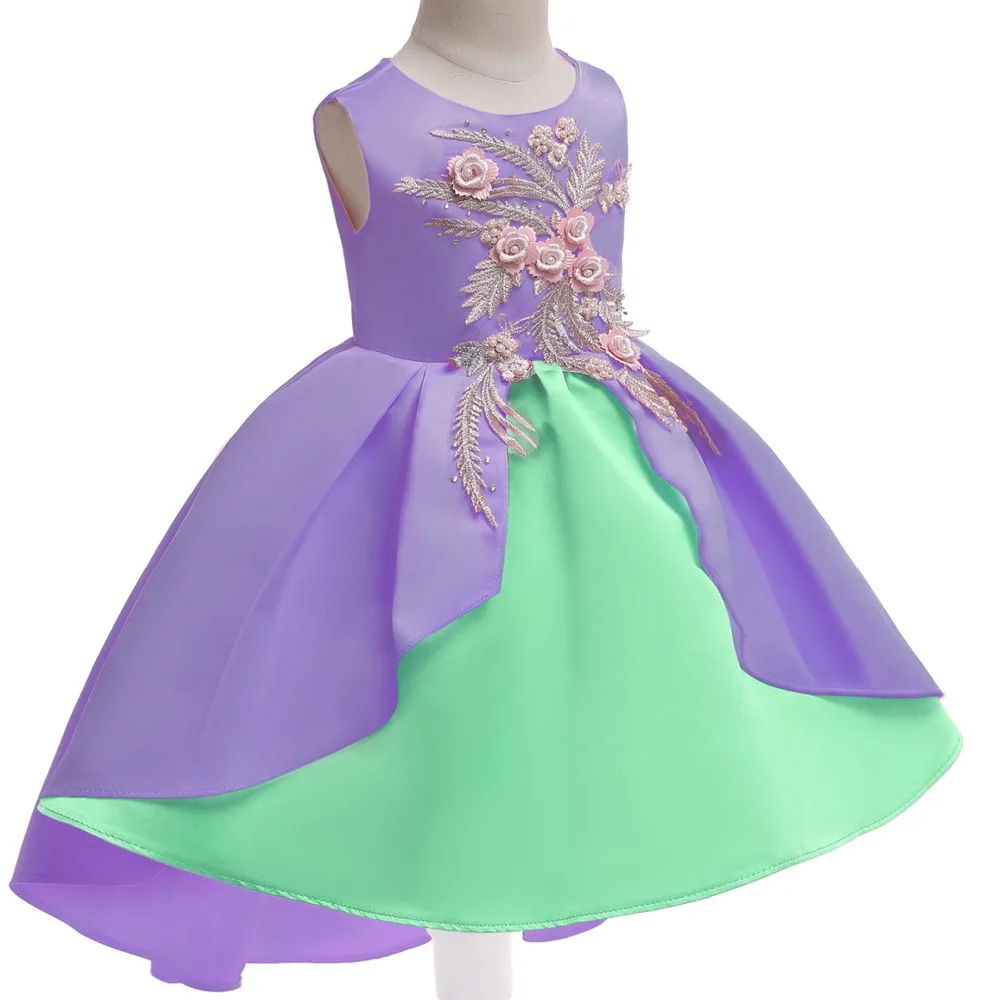 Детская одежда новый 2019 лето нежный вышитый трехмерный цветы нерегулярные