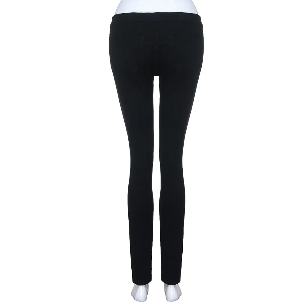 

Women's solid hole slim jeans trousers Casual Slim Hole Long Jeans Zippers Sexy Skinny Pants Daily Trousers Ankle-Length 5.30