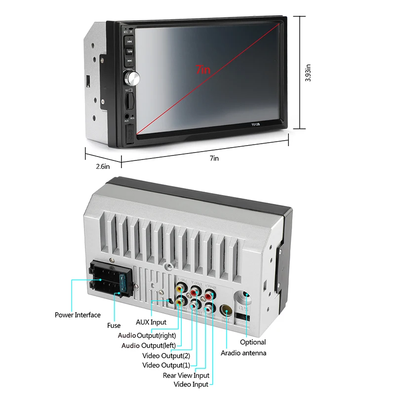 Автомобильный радиоприемник Bluetooth 2 din автомобильный 7012B с поддержкой BT/FM/AUX IN/USB