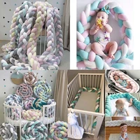 1m2m length newborn baby bed bumper pure weaving plush knot crib bumper kids bed crib sides cot protector baby room decor