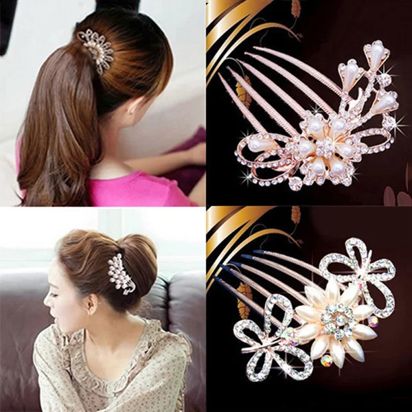 Newly Fashion Women Bridal Wedding Pearl Crystal Rhinestone Hair Comb Clip Hairpin Accessories Jewelry Gift dropship | Украшения и