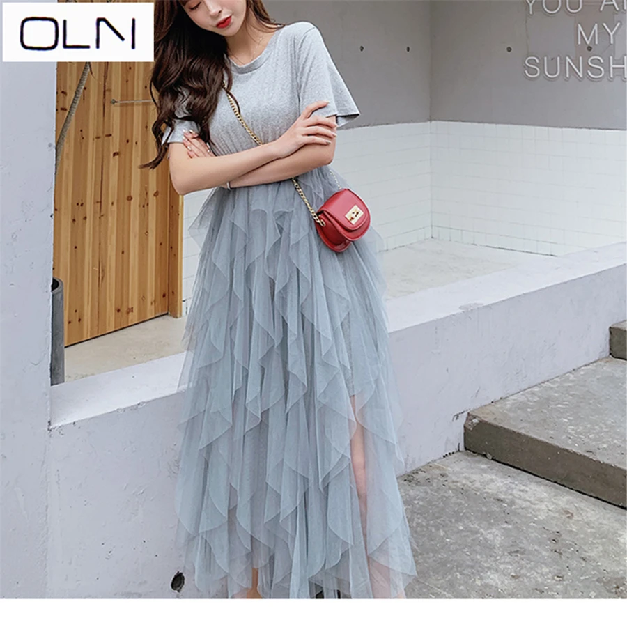 Vestidos платье Летнее корейское OLN Ins французское нишевое Платье женское весеннее новое популярное длинное платье для женщин