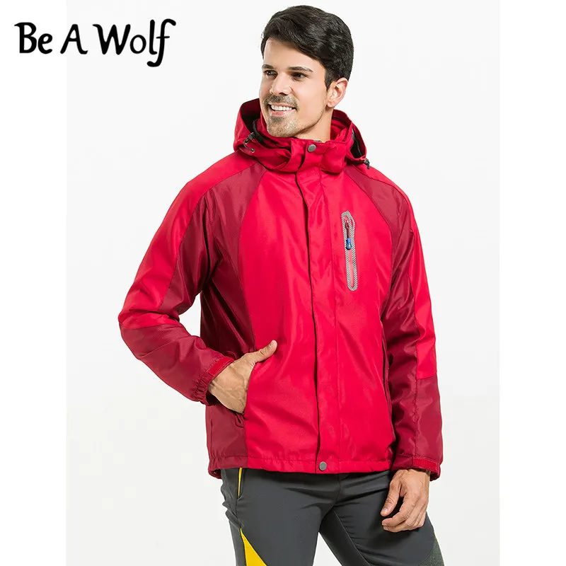 Походная куртка Be A Wolf для женщин и мужчин, спортивная одежда для кемпинга, катания на лыжах, охоты, рыбалки, зимняя куртка, водонепроницаемая ветровка 1606 - Цвет: Men-Red