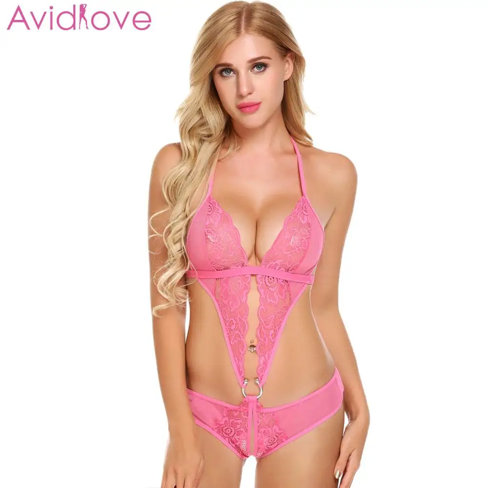 Rose Red Сексуальное женское белье Avidlove Badydoll, одежда для сна, кружевная одежда с вырезом на крючке, женское нижнее белье без рукавов, сексуальное женское белье из натурального материала - Цвет: Rose Red