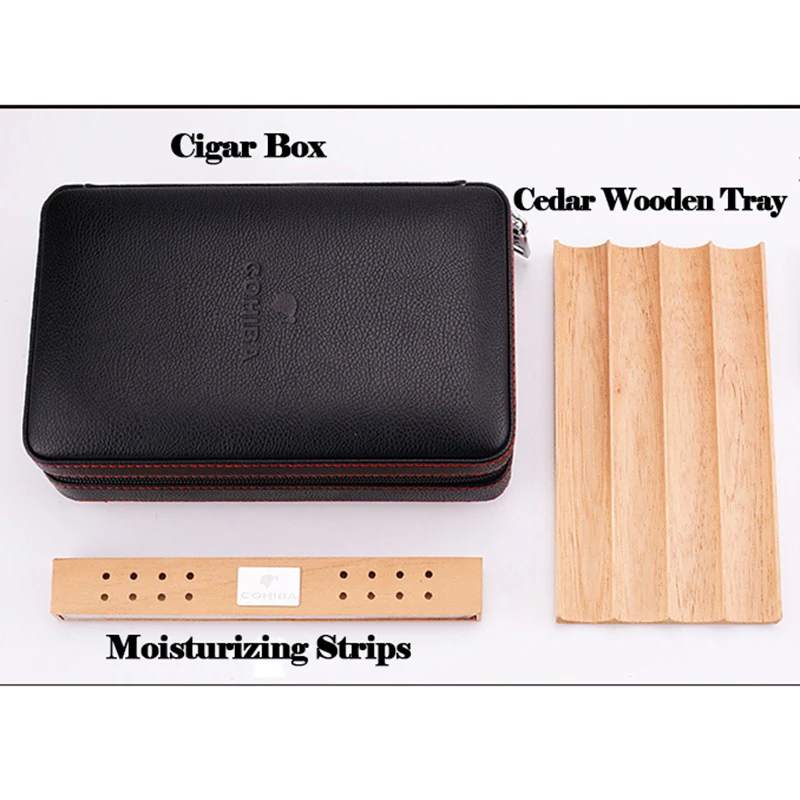 Кожа кедр выстроились хьюмидор путешествия под Сигар Увлажнитель для хранения