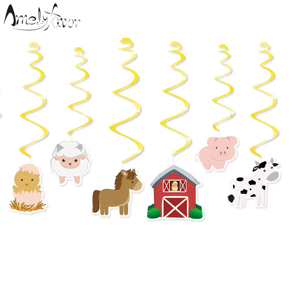 

Farm Animals Theme Ceiling Hanging Swirl Decoration Series 1 Farm Animal Cutout Birthday Baby Shower Party Decorations Supplies