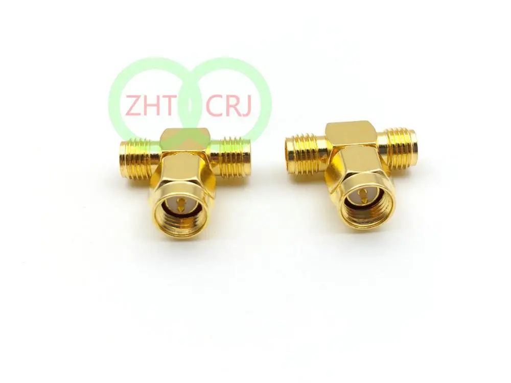 Золотая штепсельная Вилка SMA к 2 двойным разъему адаптера female triple T|plug gold|plug maleplug t |