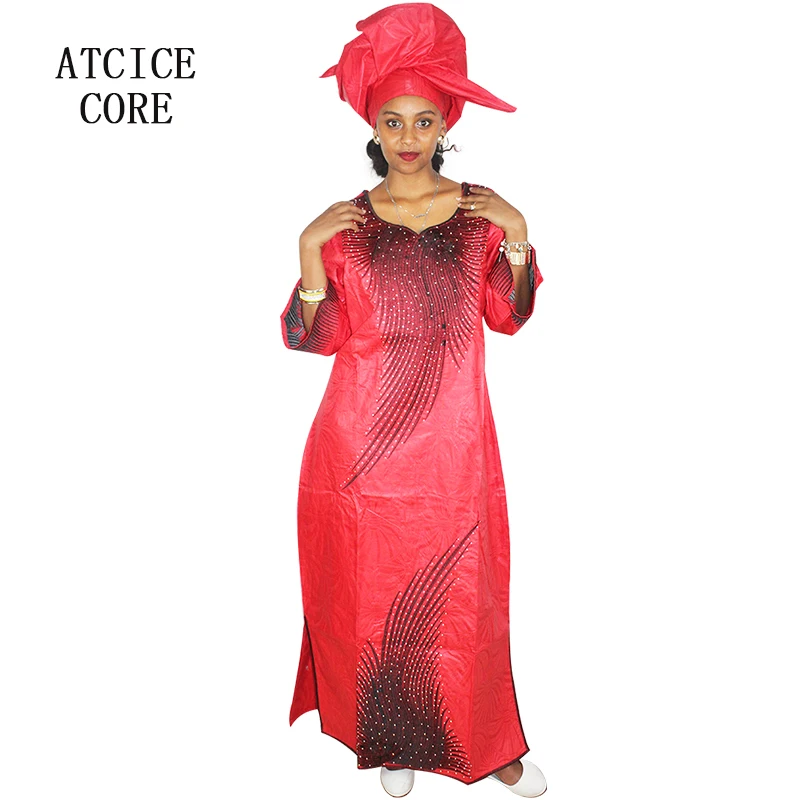 Длинное платье с шарфом LA098 # вышивкой в африканском стиле|african bazin riche dresses|bazin