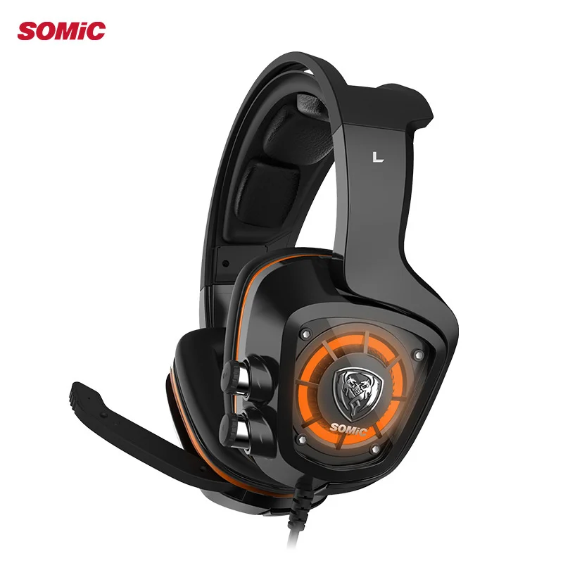 SOMIC G910 Игровые наушники с микрофоном LED Проводная гарнитура геймер 4D стерео бас USB