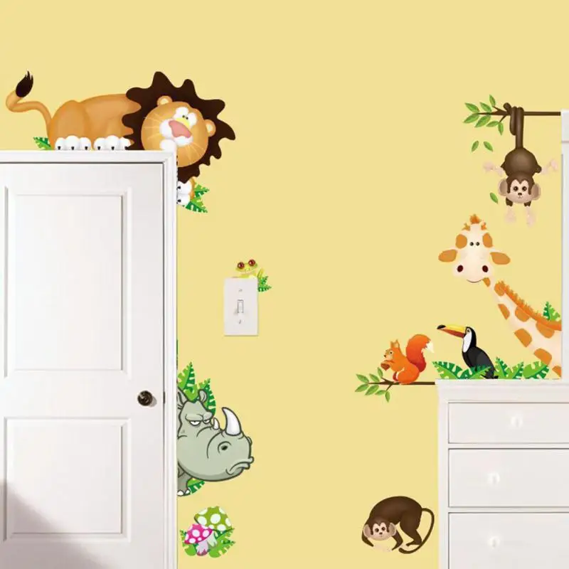Новый DIY Симпатичные Джунгли Дикие Животные Wall Art Наклейки Детские Спальни