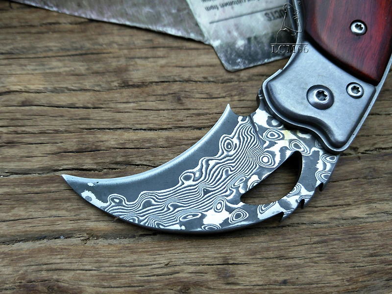 LCM66 дамасский Karambit складной нож csgo подарок тактический карманный нож, Открытый Кемпинг джунгли выживания боевой инструмент самообороны