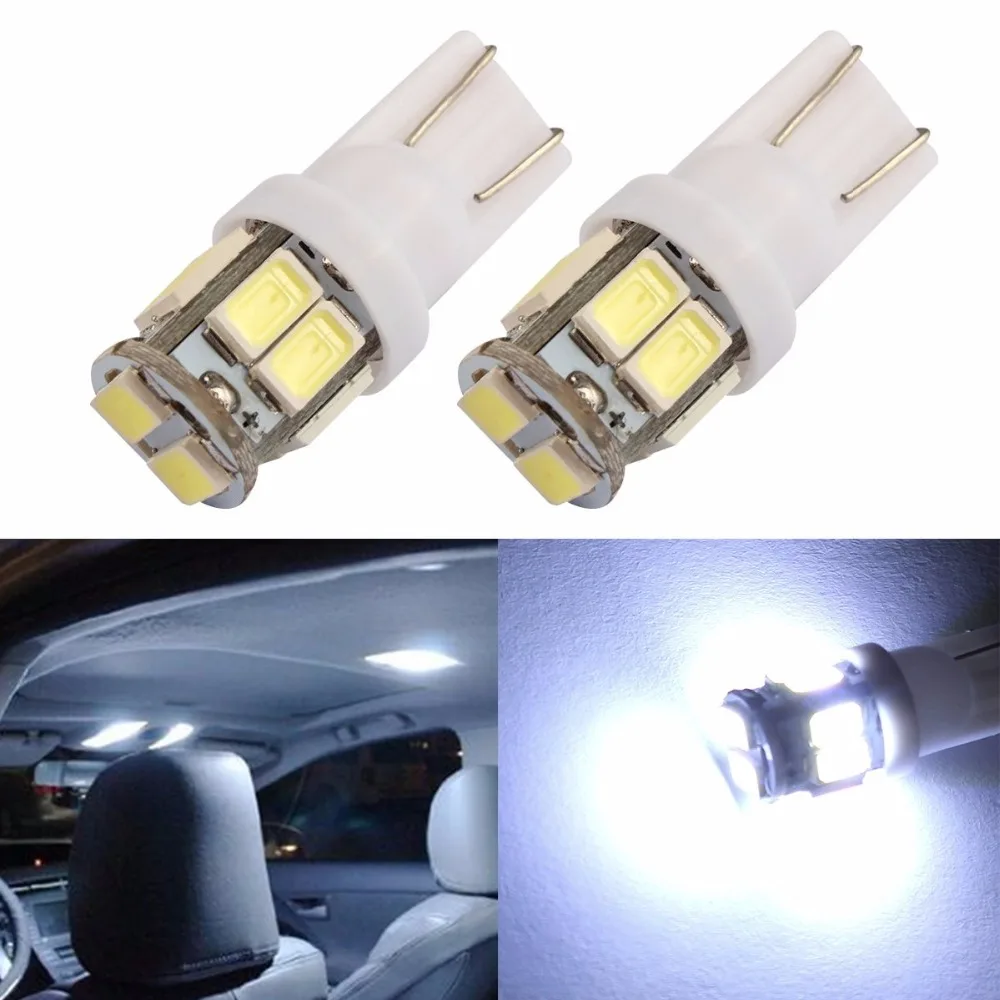 

10PCS T10-5630-10SMD Car Side Wedge Cool White LED Light bulbs W5W 2825 921 194 168 For Car Styling Lighting
