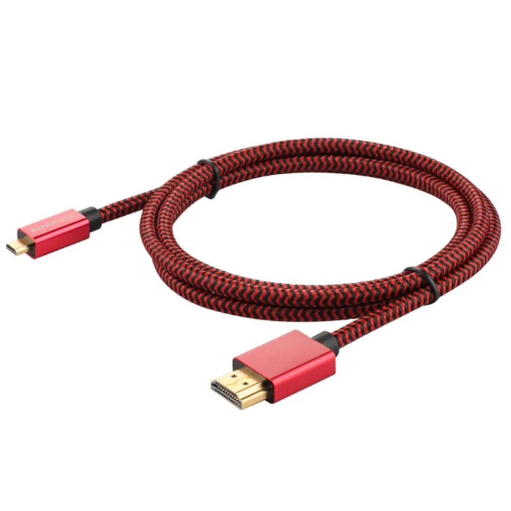 Плетеный Микро HDMI к папа мужчине кабель адаптера поддерживает 3D 4K 60Hz 1080 P Ethernet