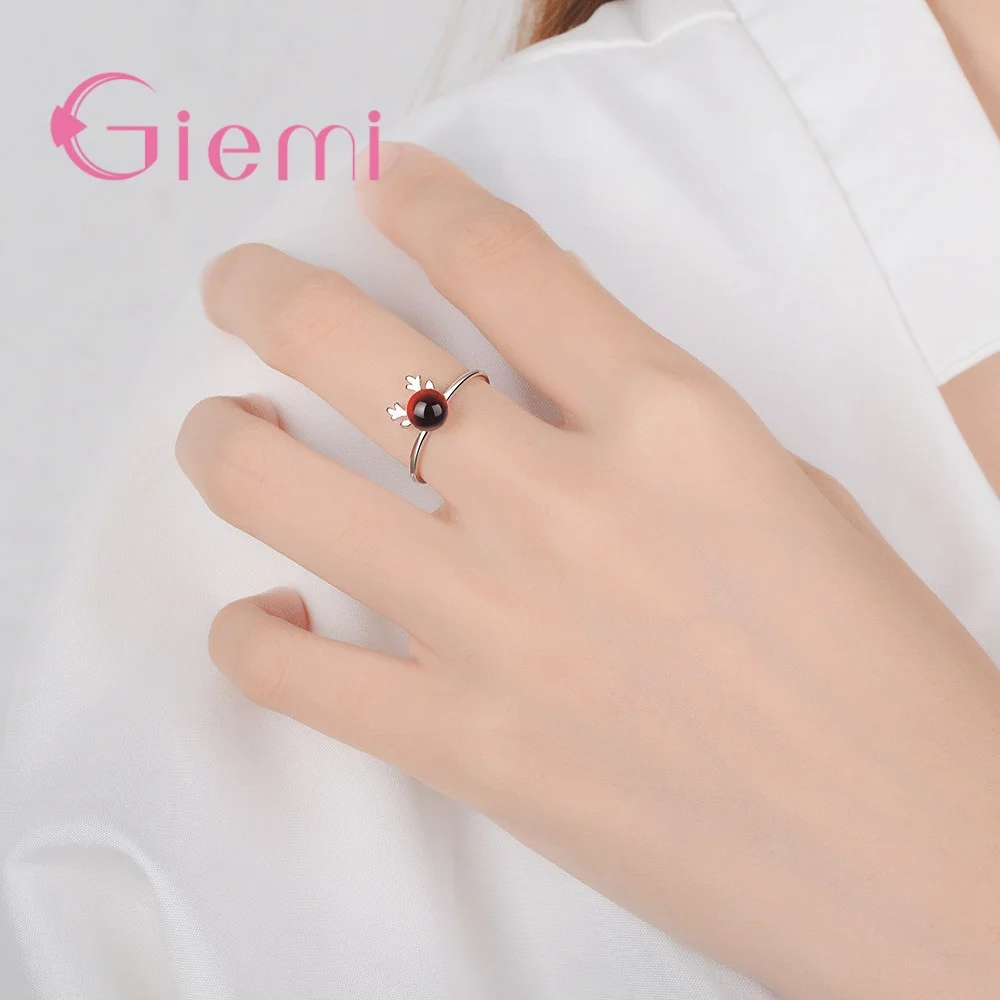 

Women 925 Sterling Silver Korean Antler Metal Knuckle Open Rings Birthday Crystal Jewelry Animal Design Adjustable Finger Ring