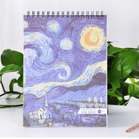 YOOFUN Ван Гог Живопись серии альбом для рисования A4 пустые эскизы книги для рисования эскиз спираль 1 шт - Цвет: Белый