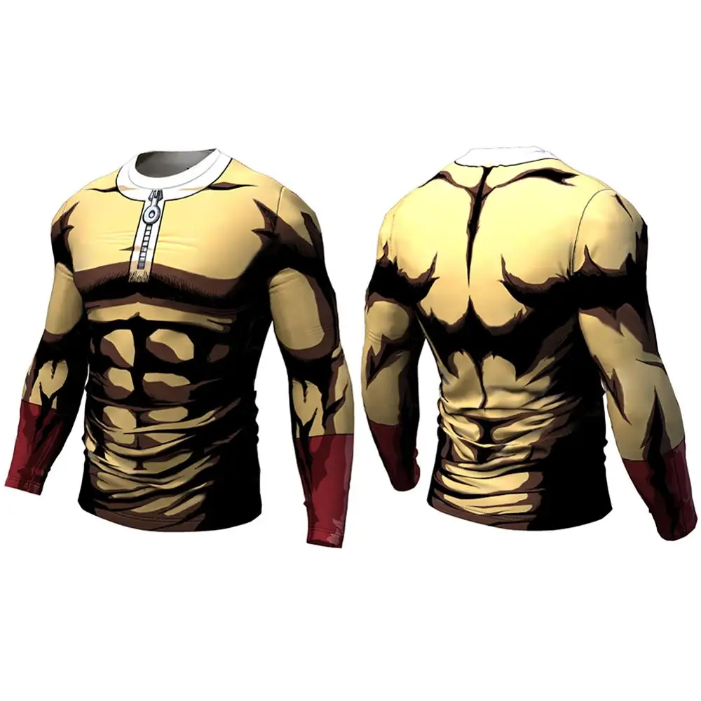 Новая Мода Аниме One Punch для мужчин 3D печатных Saitam Ken футболка с длинным рукавом узкие футболки Homme мужская одежда