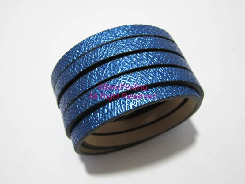 

5x2mm Blue intervein leather cord 5mm flat leather cord