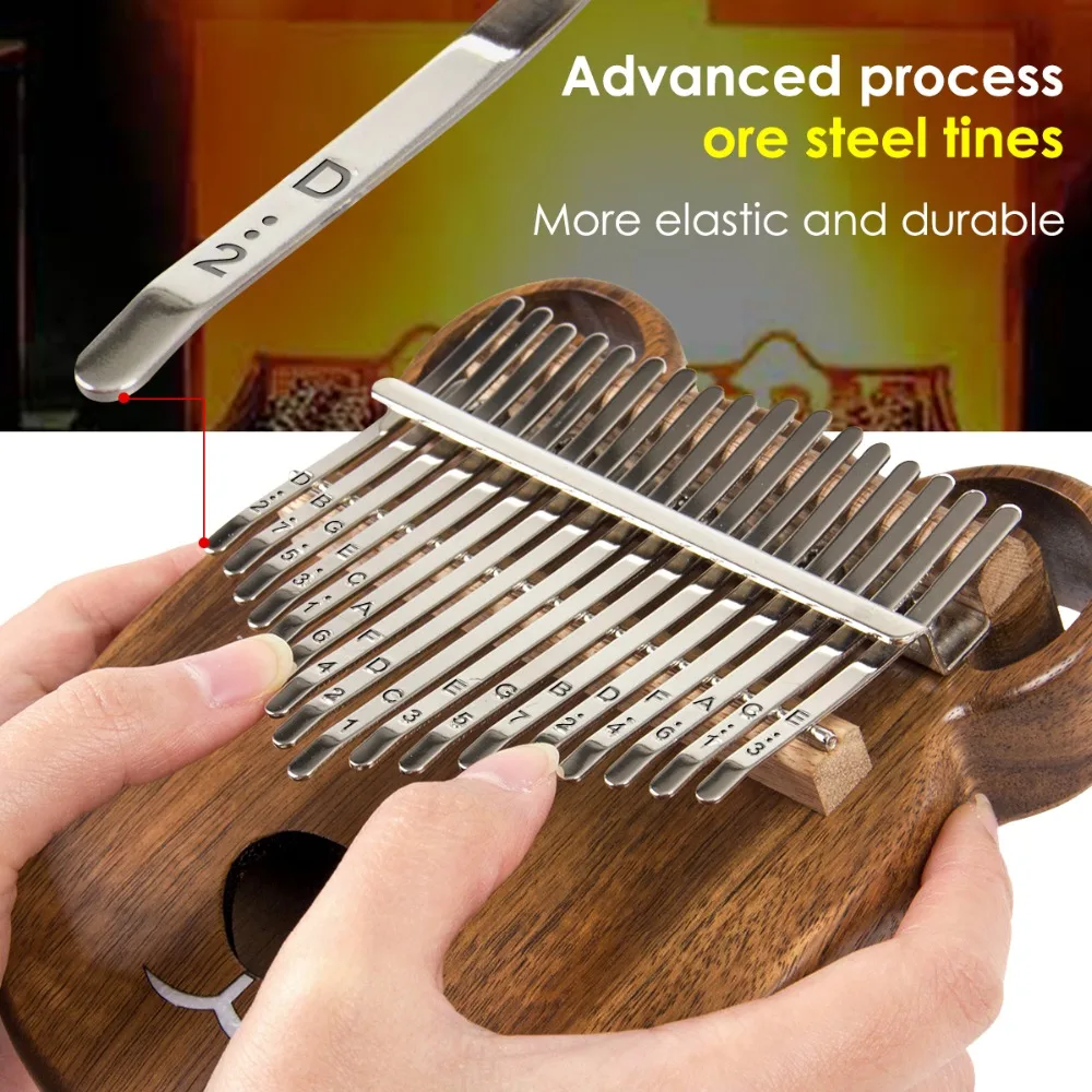 Aklot Kalimba Thumb Piano Marimba 17 Keys Solid Wood  Protective Case Tuning Hammer Study Booklet Cleaning Cloth enlarge