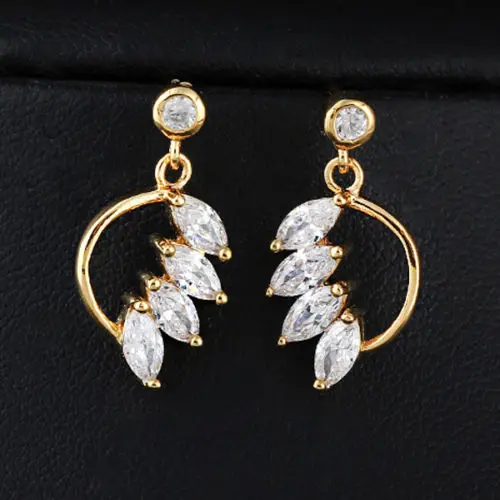 Free Shipping Fashion Womens White Sappire Crystal Wing's Design Dangle Stud Jewelry Earrings 2015 New Arrival Promotion | Украшения и
