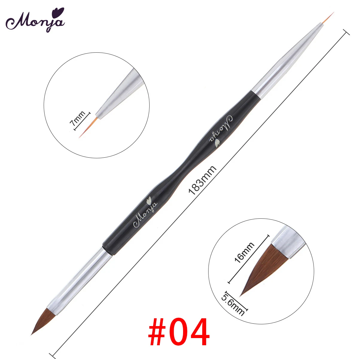 SKU003319-silver Monja, двойная кисть для дизайна ногтей, акриловая, УФ-гель, жидкая пудра, гравировка, расширение, строитель с подкладкой, ручка для рисования, инструмент для маникюра - Цвет: SKU003319-silver