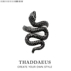 Открытое черное кольцо в виде змеи, модные блестящие ювелирные украшения в европейском стиле для женщин, подарок 2020 из стерлингового серебра 925 пробы, отличные предложения