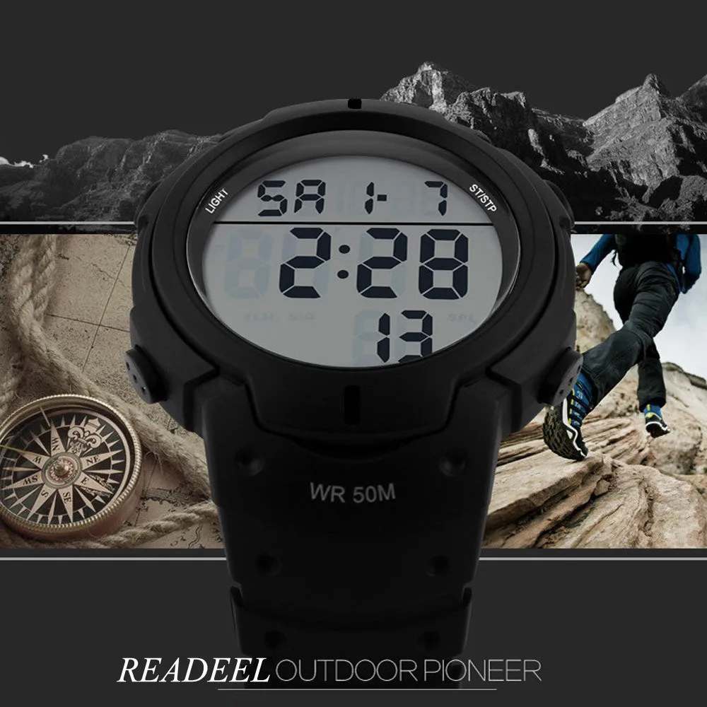Мужские наручные часы Readeel новые брендовые светодиодные цифровые армейские