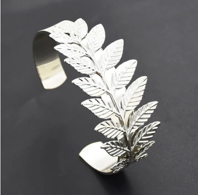 Silver Banlge Римская богиня, повязка на голову, корона, золотой лист, изысканные свадебные аксессуары для волос, женские диадемы, Свадебный налобный ободок, ювелирные изделия - Окраска металла: Silver Banlge