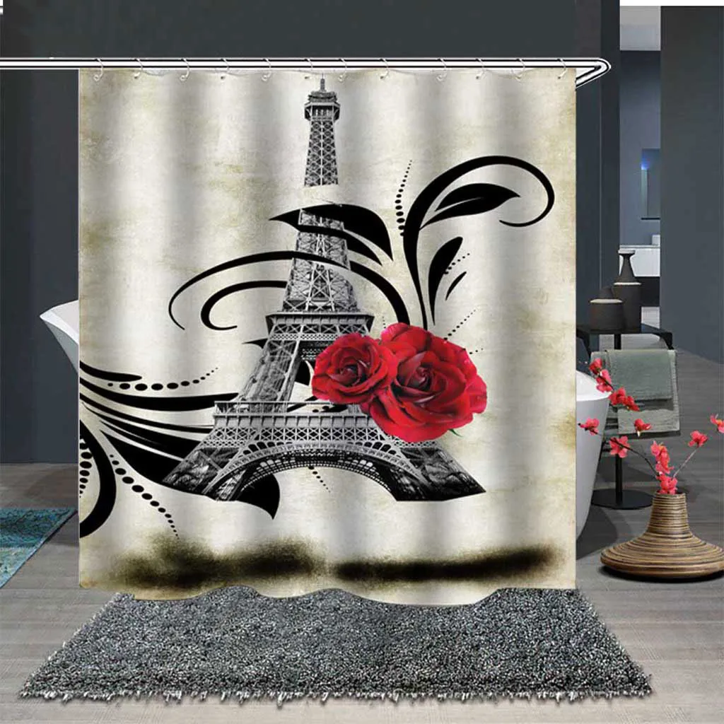 Ouneed занавески для душа Парижская башня ванны/занавески в туалет с 12 крючками