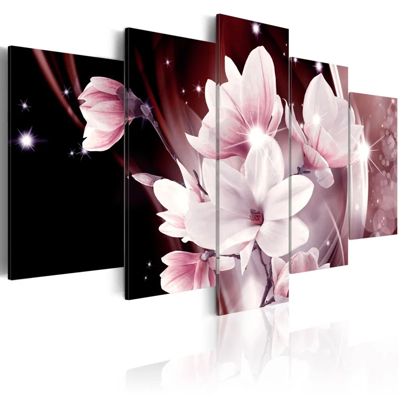 

Top Wall Deocr Canvas Painting 5 Pcs Flower series Modern Printed Oil Pictures Beauty In Home Living Room framed /PJMT-13
