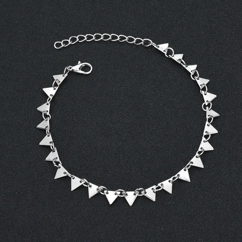 

Punk retro gold triangle anklet ornament, summer beach bracelet fashion new geometric elements pendant woman gift