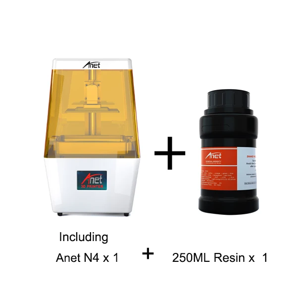 N4 with 250ml Anet N4 УФ 3d принтер Высокая точность алюминиевый сплав пластиковый корпус Высокая ЖК мини 3d принтер Prusa I3 импримант 3D УФ смола - Цвет: N4 with 250ml