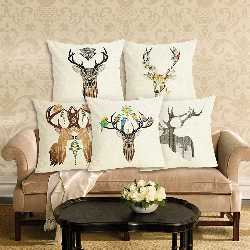 Декоративная подушка для дома в стиле оленя чехол с элегантным принтом растений
