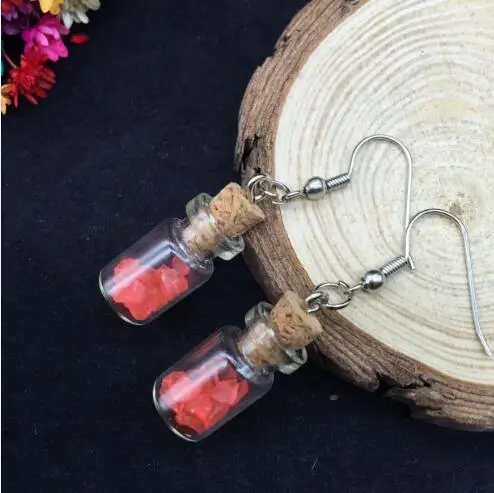 1 пара новая мода ручная работа ювелирное изделие стекло желая пробковая бутылка