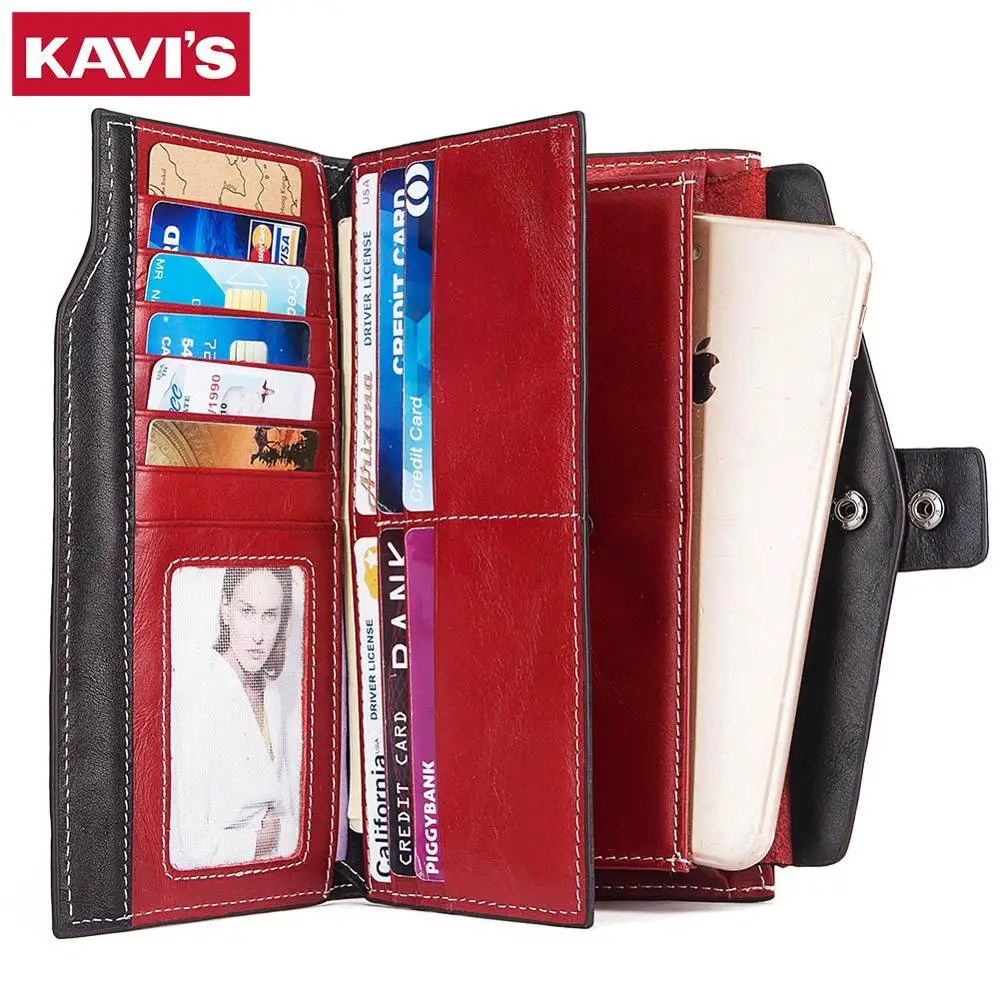 Genuine Leather Women Wallet and Female Clutch Coin Purse Portomonee Phone Bag Card Holder Handy High Quality