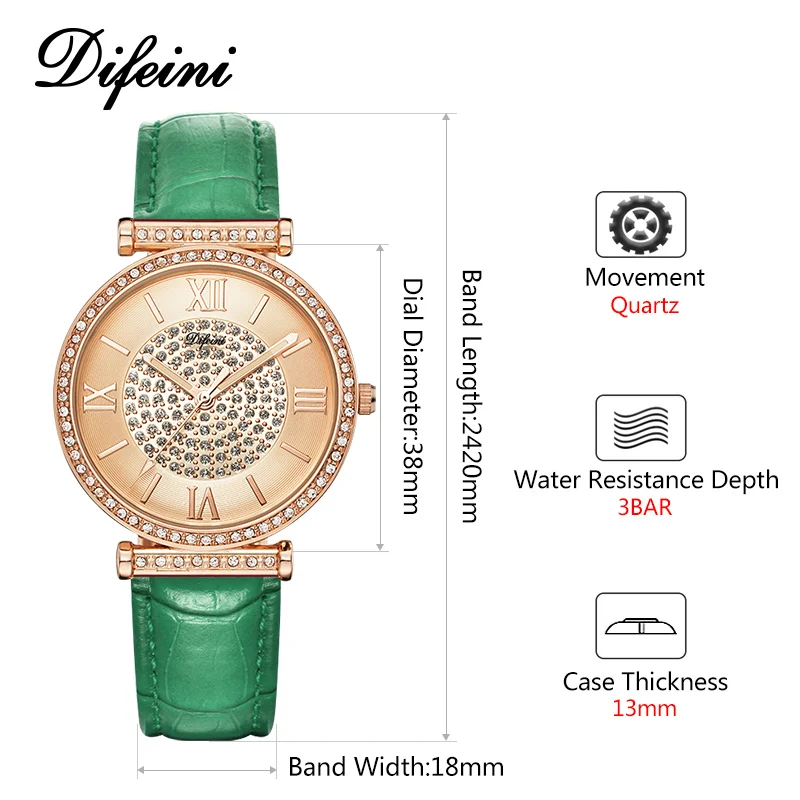 Новое платье наручные женские часы Роскошный брендовый горный хрусталь розовое