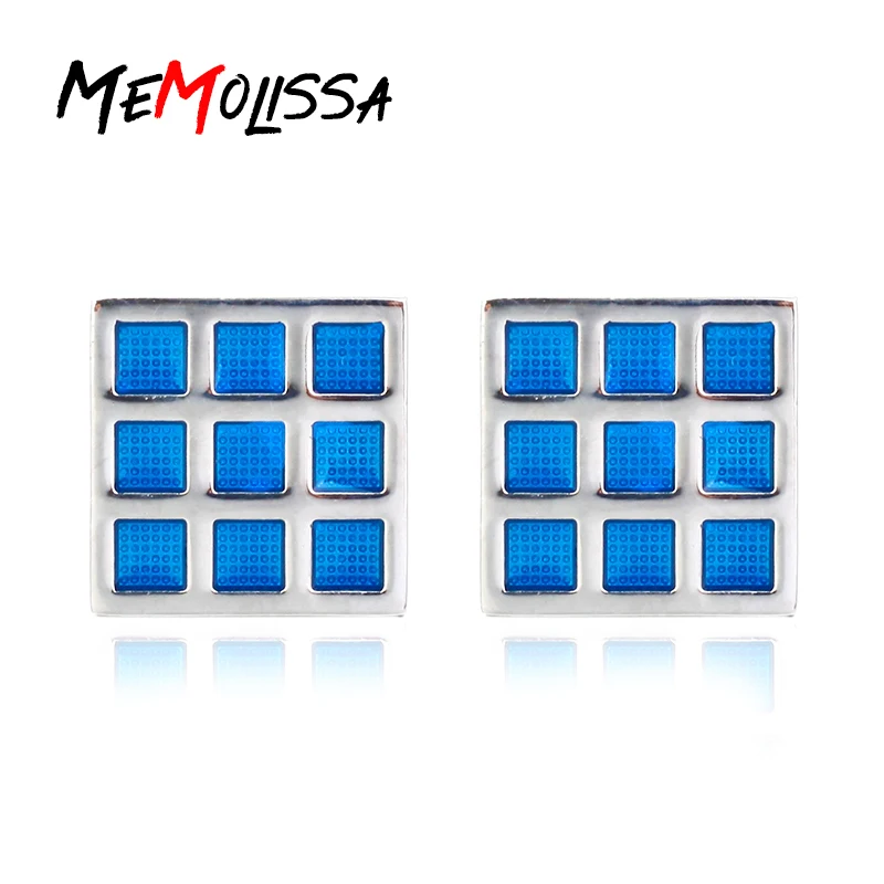 

MeMolissa 3 Pairs [new style] high fashion blue arc check drip oil sleeve button French cufflinks Jewelry Gemelos Para Camisas