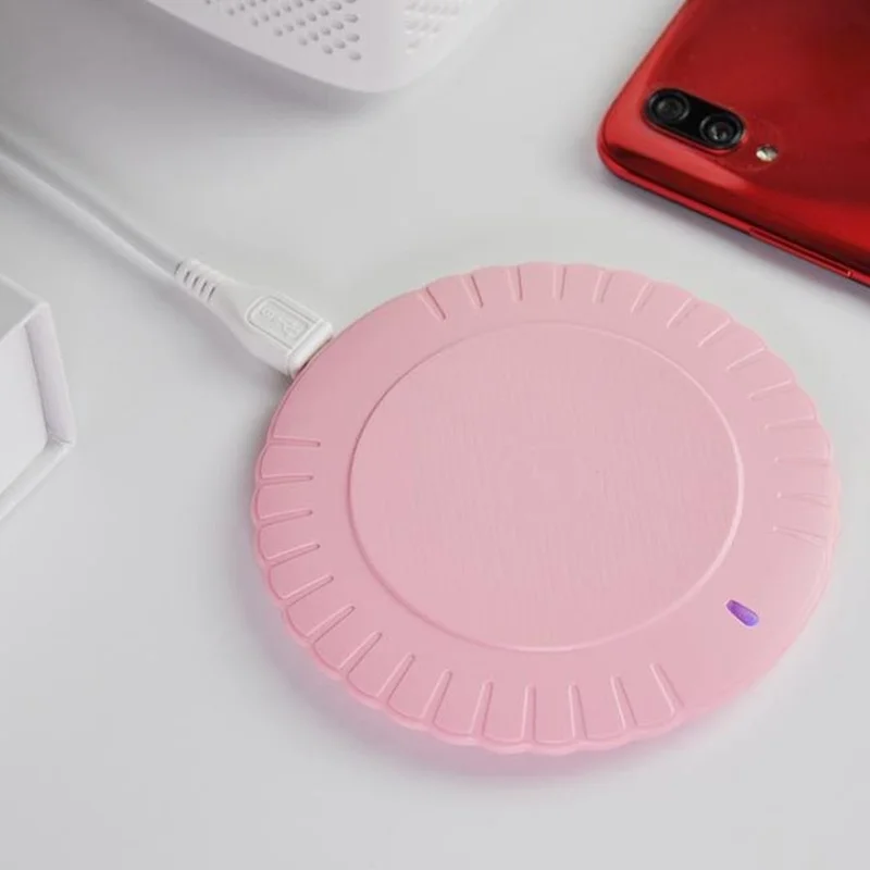 Pink Tongdaytech Qi Беспроводное зарядное устройство для Iphone X, XR, 8 Plus, 11, портативный зарядный коврик для мобильного телефона, для samsung S10, S9, S8, Xiaomi Mi, 9 - Тип штекера: Pink