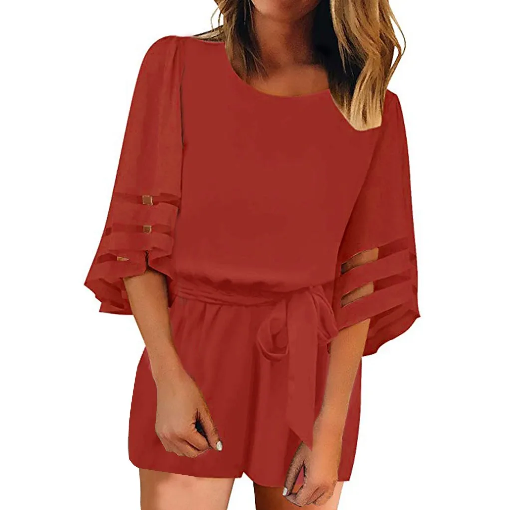 Одежда для женщин сетчатый боди панельная блузка рукав 3/4 разные цвета с поясом