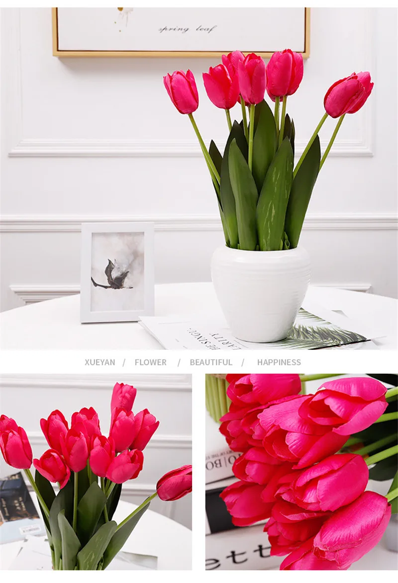 Цветы искусственные тюльпаны искусственные искусственные цветы kunstblumen fleurs artificielles 12 головок горшках Tianshan тюльпан Крытый поддельные цветок ремесло сад дома