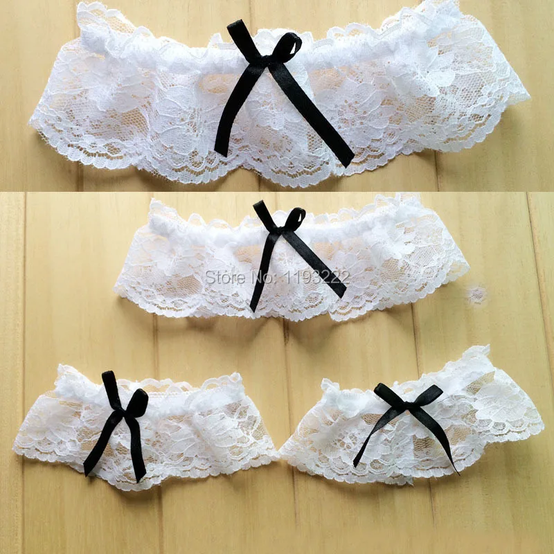 

Black White Botknot Lace Floral Garter Belt Cosplay Maid Play Lingerie Wedding Party Accessories Leg Ring