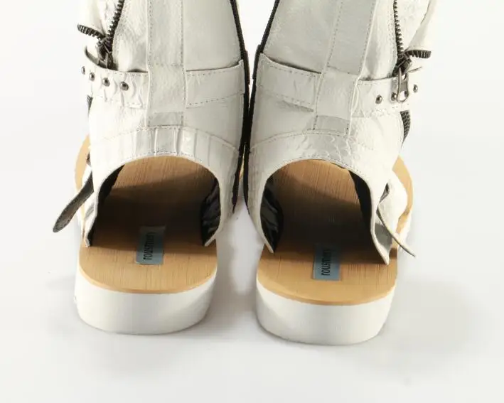 Популярные летние белый питон кожаные мужские сандалии на ремешках в римском