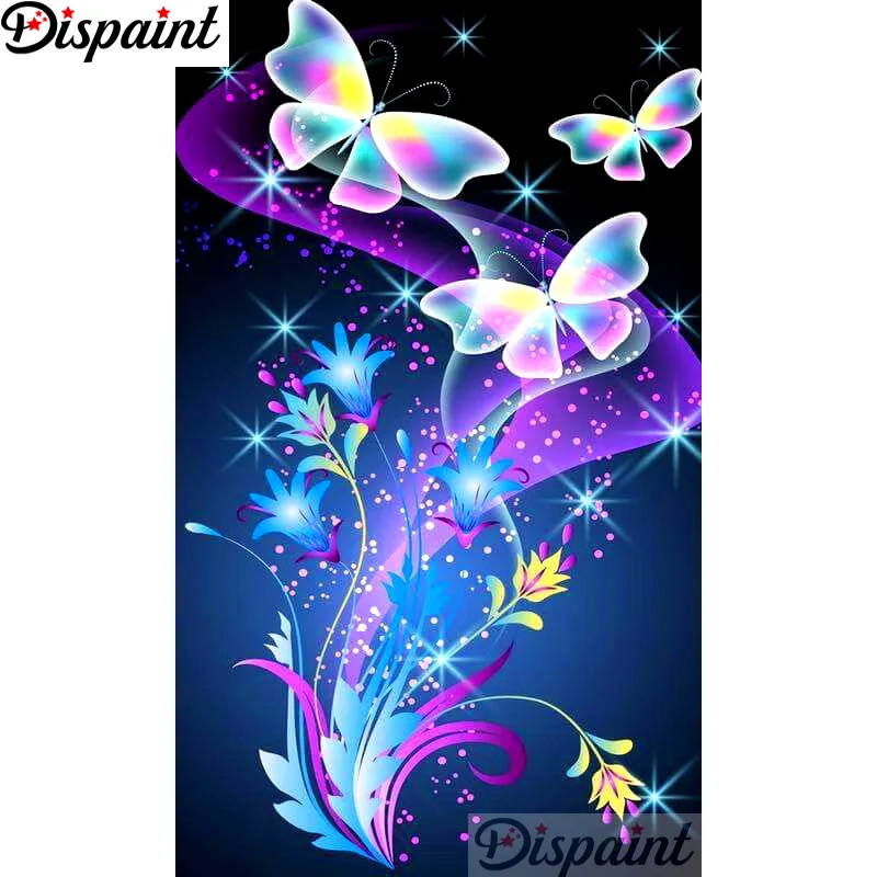 

Dispaint Full Square/Round Drill 5D DIY Diamond Painting "Flower butterfly" Embroidery Cross Stitch 3D Home Decor A10964