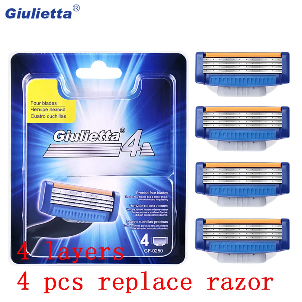Профессиональные бритвенные лезвия Giulietta 4 шт./лот Лезвия для мужчин бороды лица