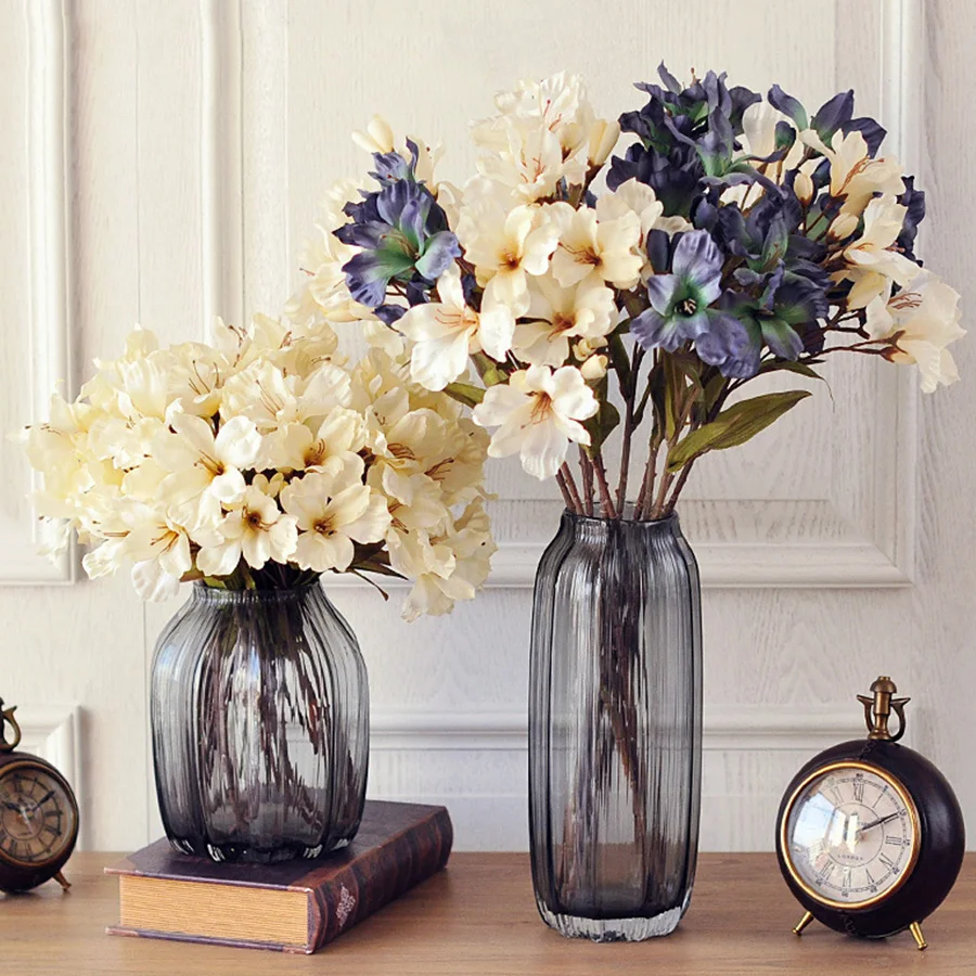 Шелковые лилии искусственные цветы весна высокое качество ткань ветки листья