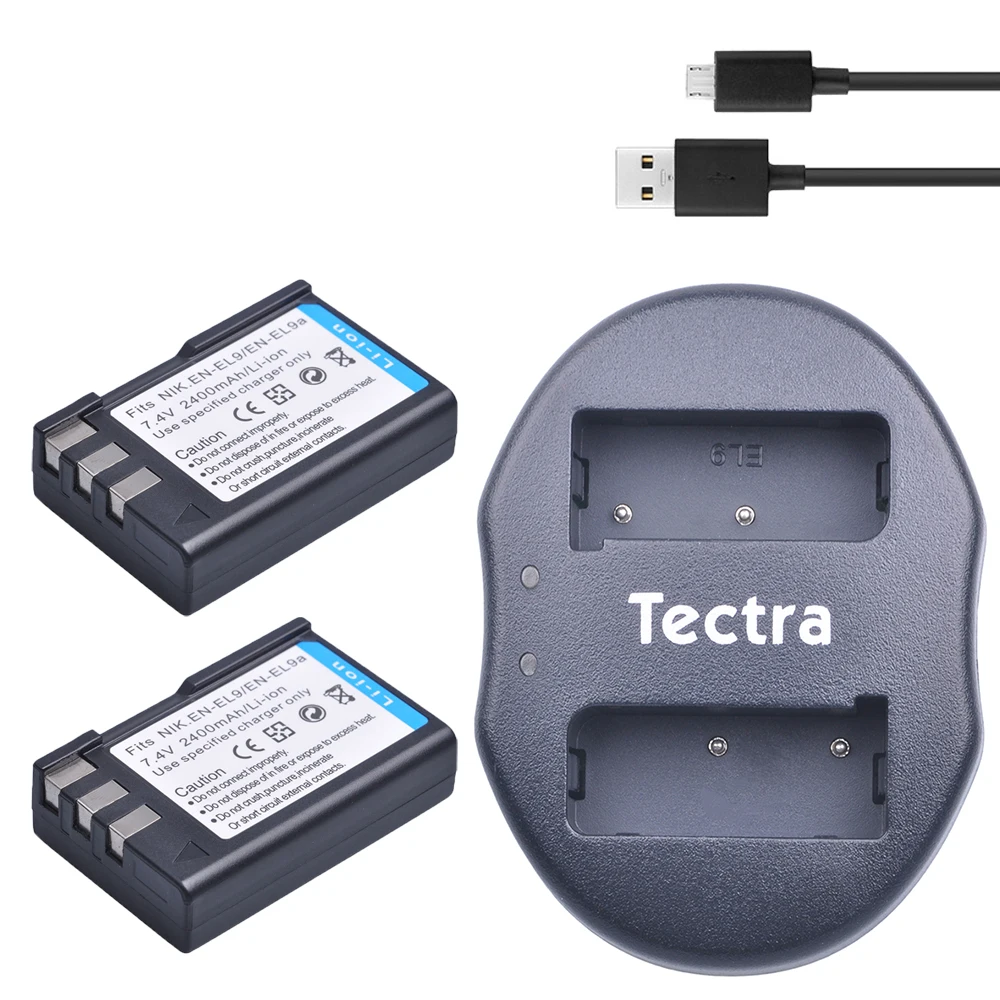 Tectra 2 шт. Φ EN EL9 EL9A литий-ионная батарея + USB двойное зарядное устройство для Nikon D60 D40
