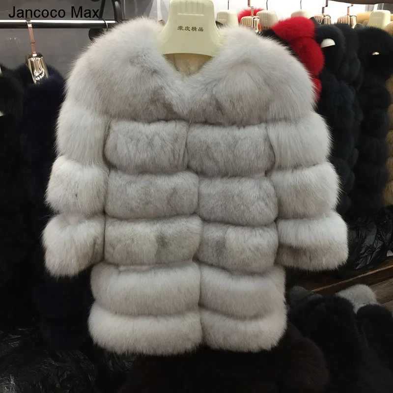 Natural White Женская шуба из натурального Лисьего меха, Высококачественная Зимняя Толстая теплая длинная верхняя одежда, модная меховая куртка S7239 - Цвет: Natural White