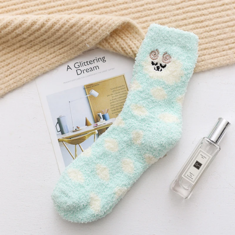 Morematch 1 пара женские утепленные носки милая Овечка флисовая тапочка кораллового