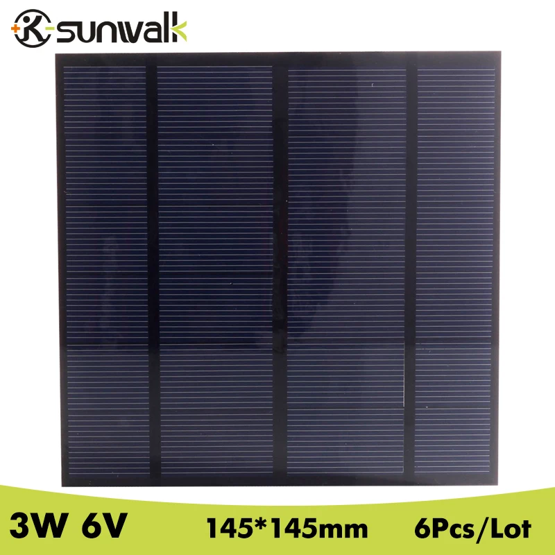 SUNWALK 6 шт./лот в 3 Вт поликристаллическая Кремниевая солнечная панель мини 500мА