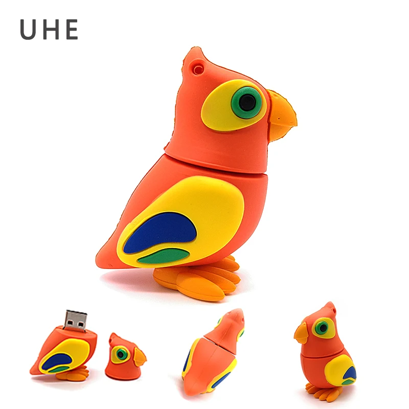 

100% реальная емкость флеш-накопитель мультяшная птица usb флеш-накопитель 64 ГБ 32 ГБ 16 ГБ 8 ГБ 4 ГБ Милая Флешка с изображением попугая, подарок